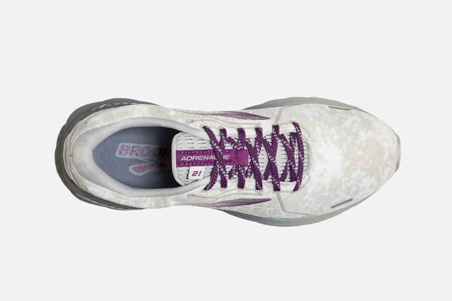 Brooks Running Shoes Womens White/Purple - Adrenaline GTS 21 Road - 2367-MBCFU